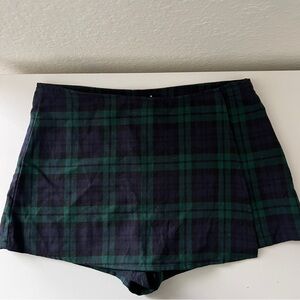 Vintage Forever 21 Green and Black Plaid Skort